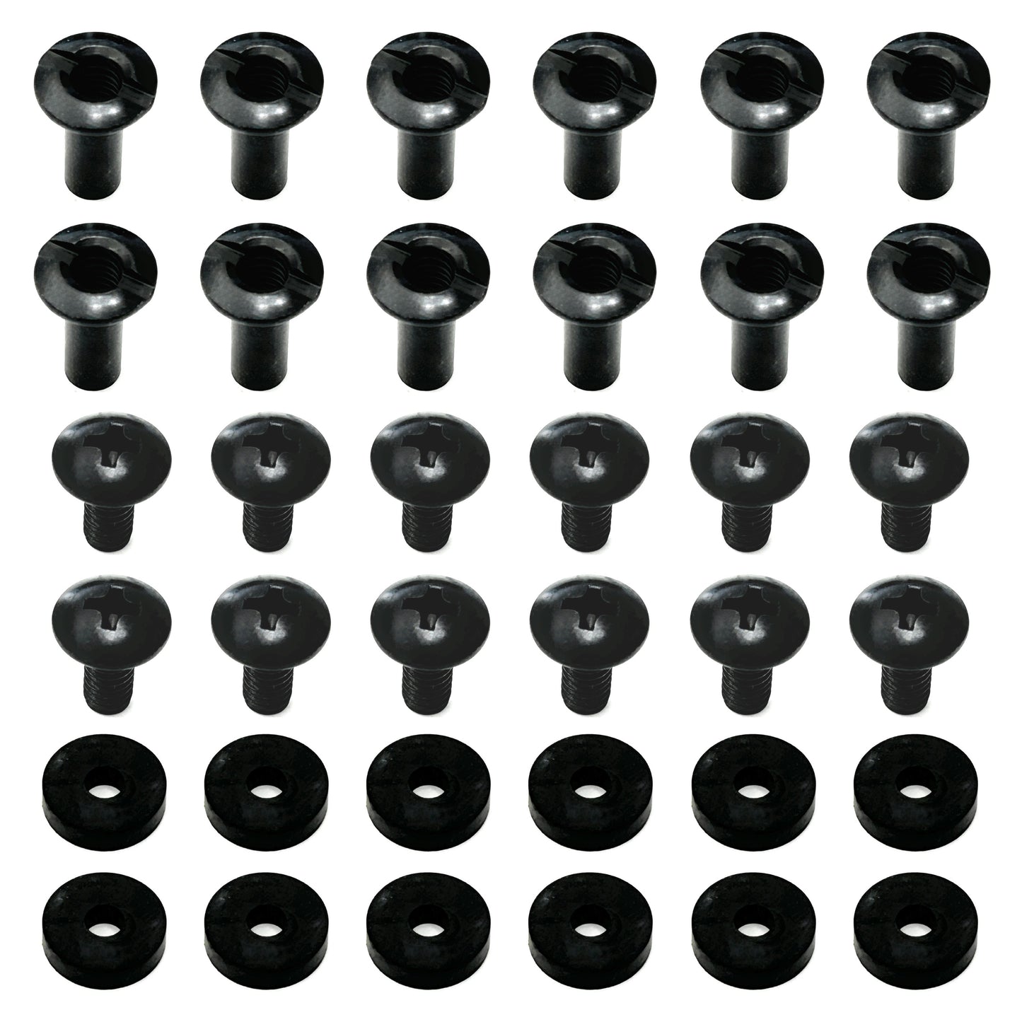 Black Chicago Screws, 1/2" Posts & 1/2" Screws, 12 Sets - for DIY Kydex Gun Holsters
