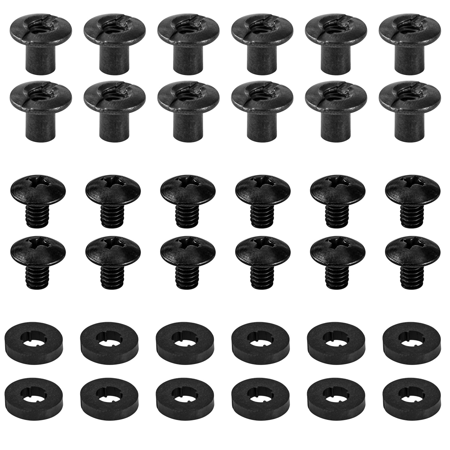 Black Chicago Screws, 12 Sets - for DIY Kydex Gun Holsters, 1/4 Inch