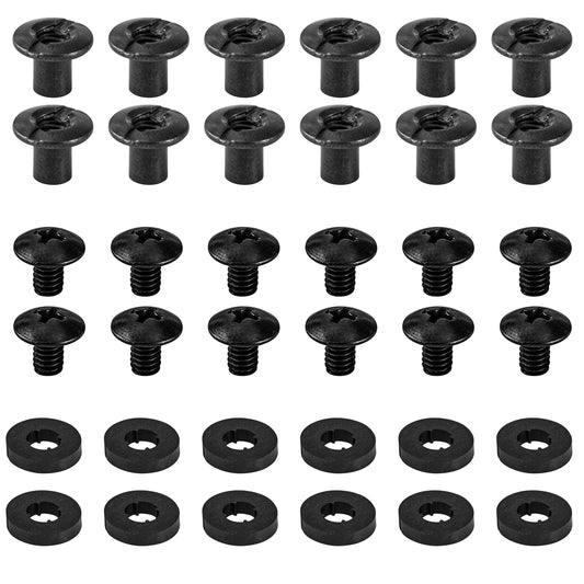 Black Chicago Screws, 12 Sets - for DIY Kydex Gun Holsters, 1/4 Inch