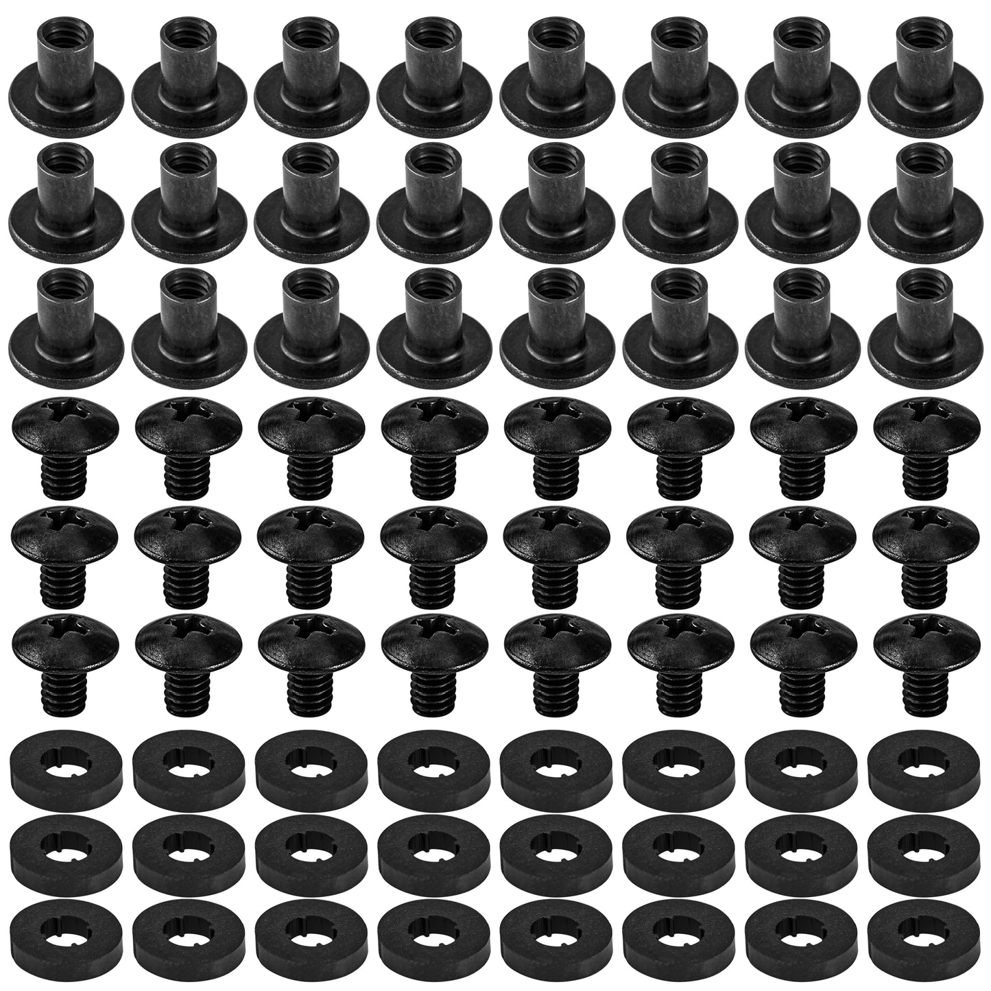 Black Chicago Screws, 24 Sets - for Kydex Gun Holsters, 1/4 Inch