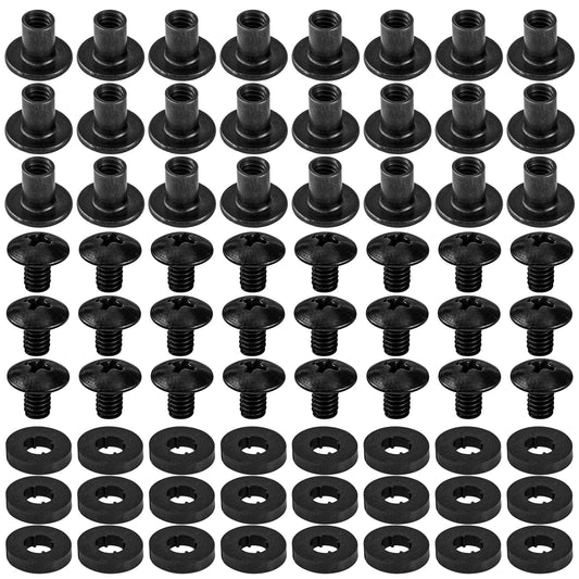 Black Chicago Screws, 24 Sets - for Kydex Gun Holsters, 1/4 Inch