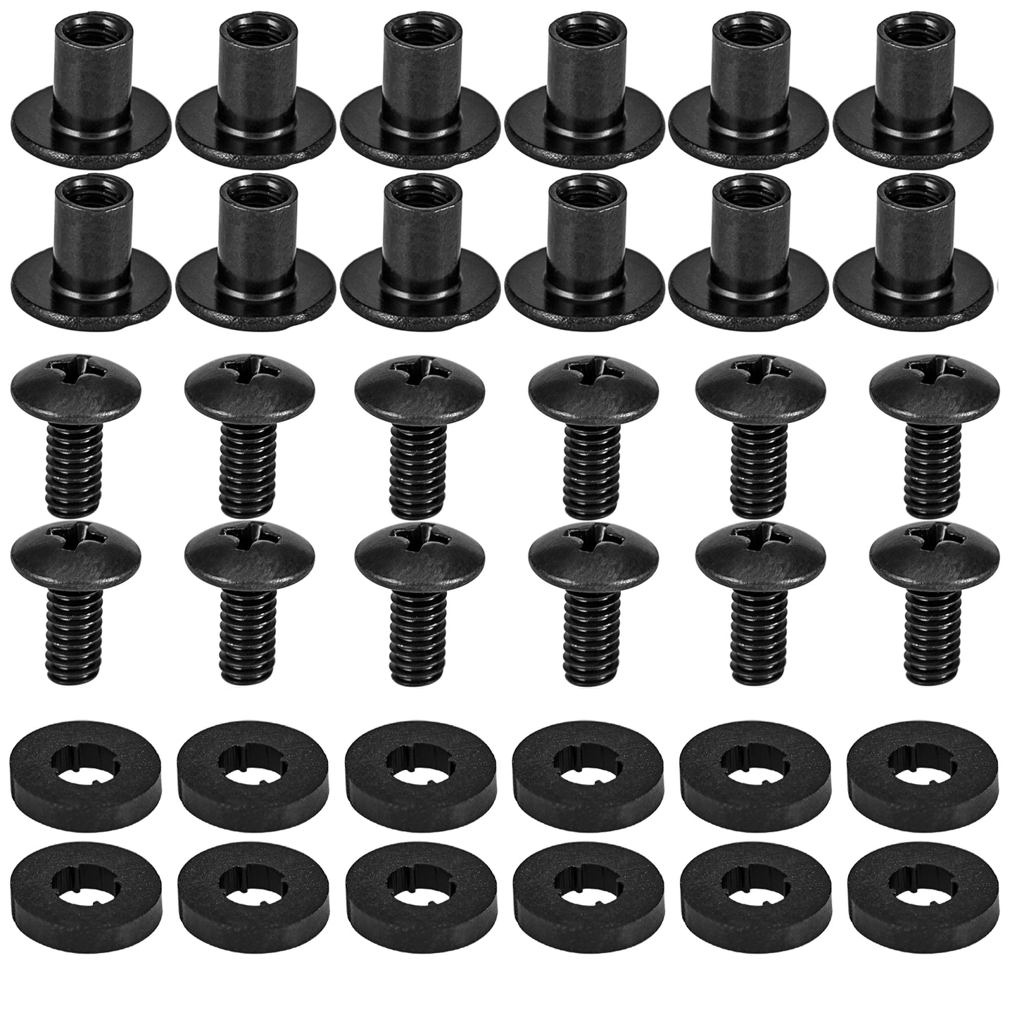 Black Chicago Screws, 12 Sets - for DIY Kydex Gun Holsters, 3/8 Inch