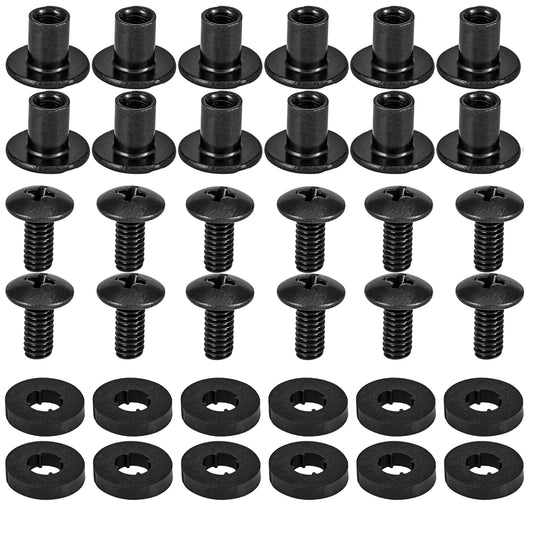 Black Chicago Screws, 12 Sets - for DIY Kydex Gun Holsters, 3/8 Inch