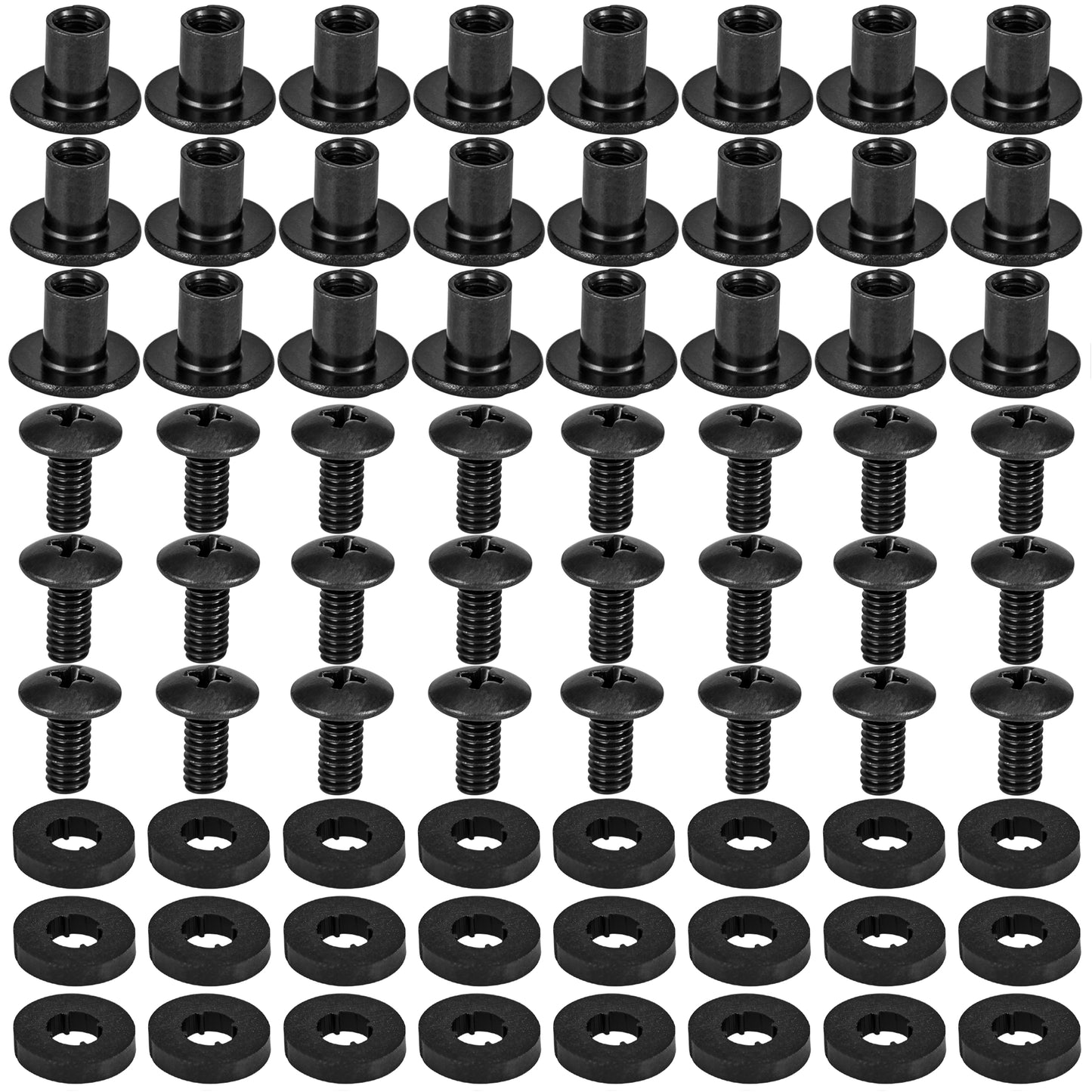 Black Chicago Screws, 24 Sets - for Kydex Gun Holsters, 3/8 Inch
