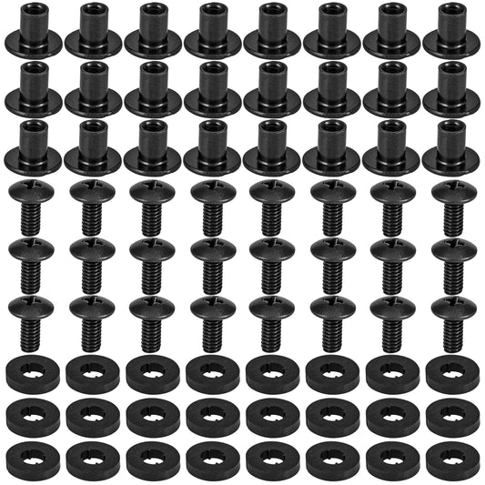 Black Chicago Screws, 24 Sets - for Kydex Gun Holsters, 3/8 Inch
