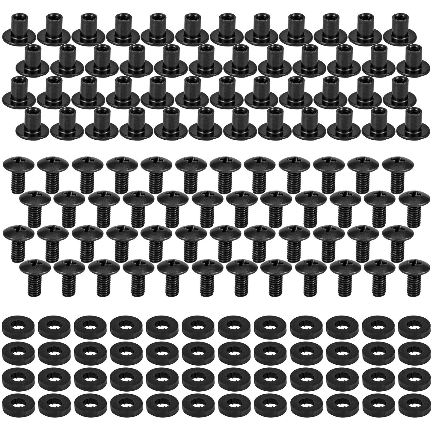 Black Chicago Screws, 48 Sets - for Kydex Gun Holsters, 3/8 Inch