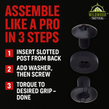 Black Chicago Screws, 48 Sets - for Kydex Gun Holsters, 1/4 Inch