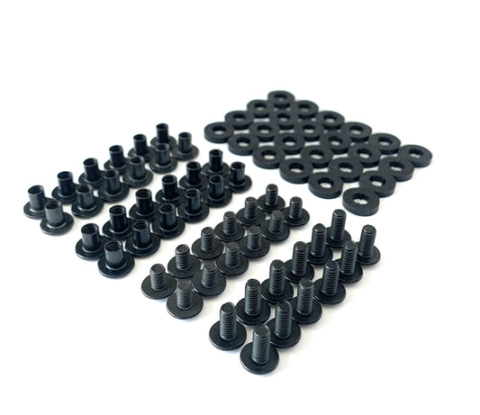 Black Chicago Screw Assortment with Posts & Rubber Washers, 1/4 & 3/8 Inch, 72 Pieces
