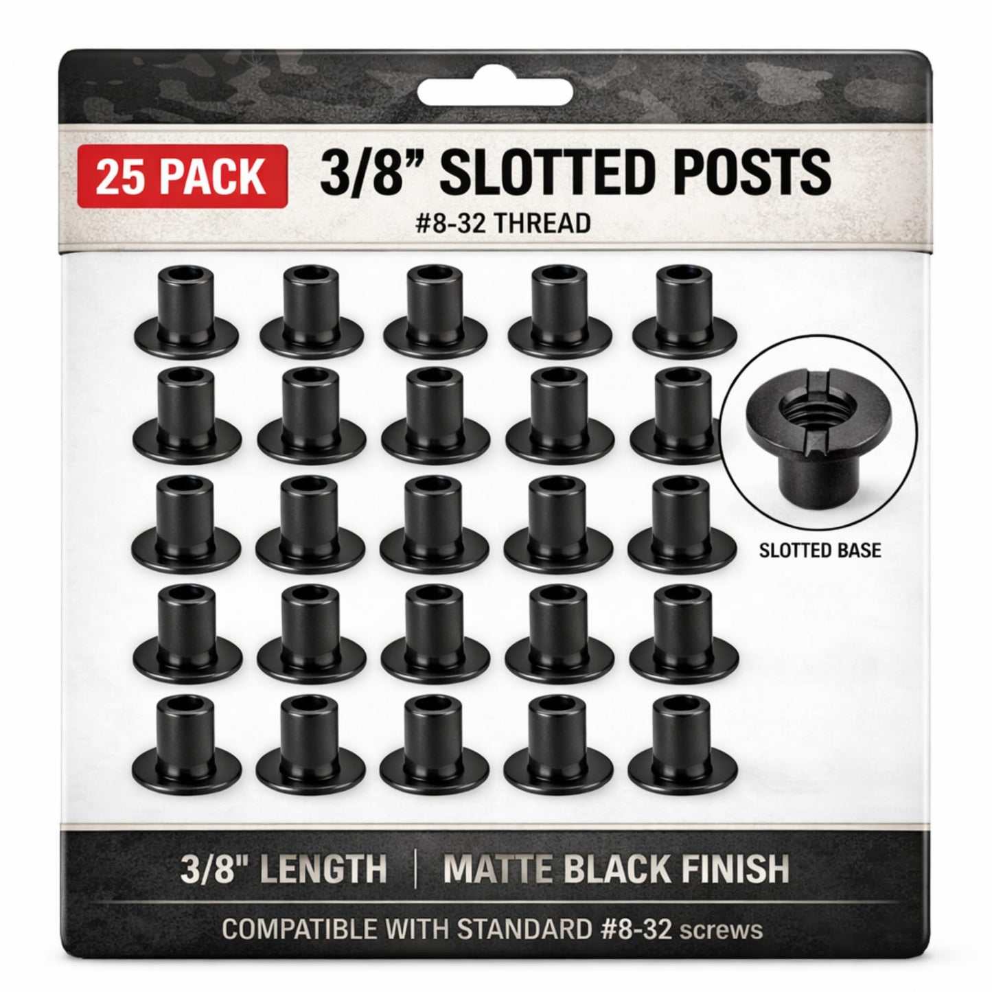 Black Slotted Screw Posts, 3/8 Inch, #8-32, 25 Pack - image 1