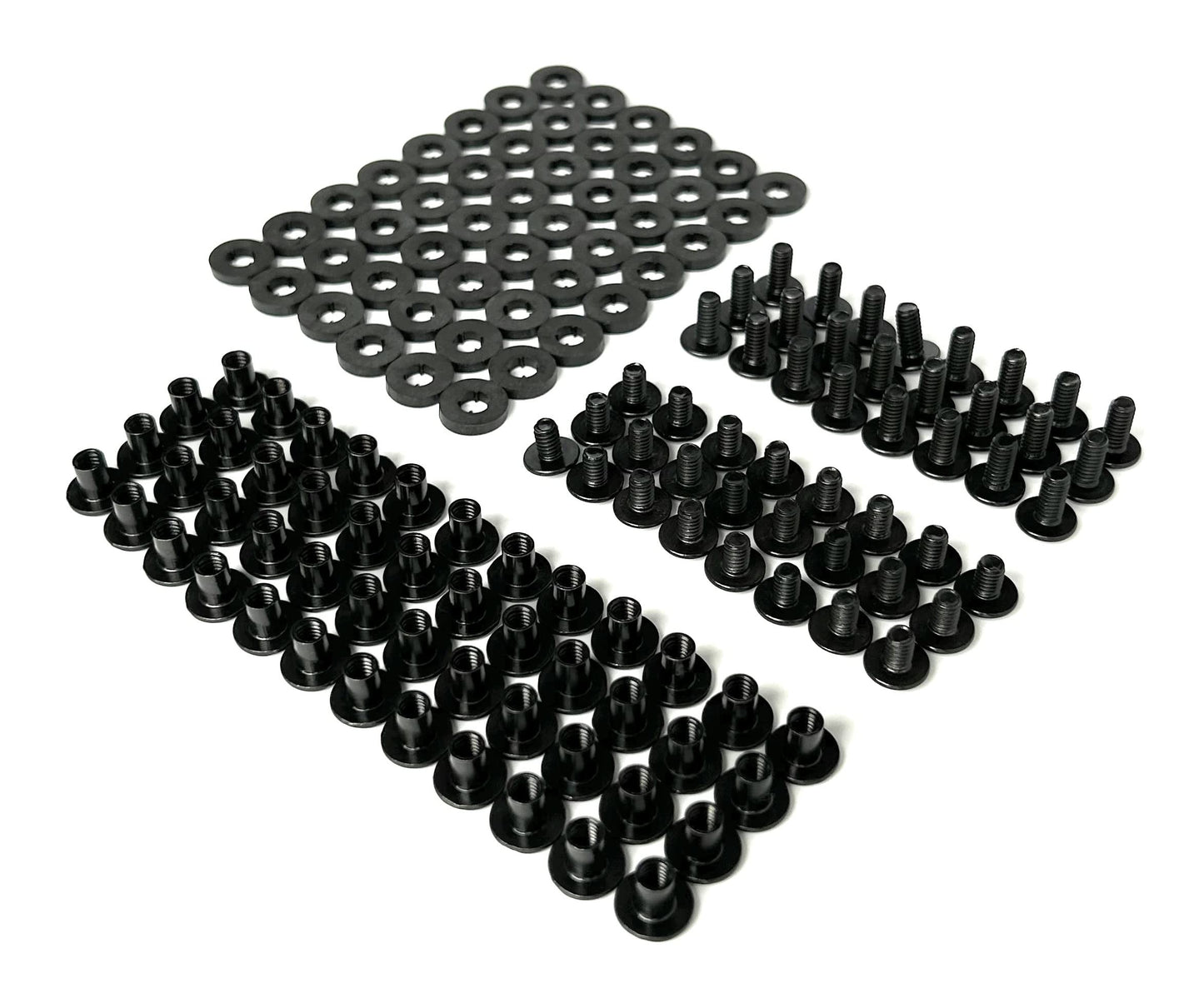 Black Chicago Screw Assortment with Posts & Rubber Washers, 1/4 & 3/8 Inch, 144 Pieces