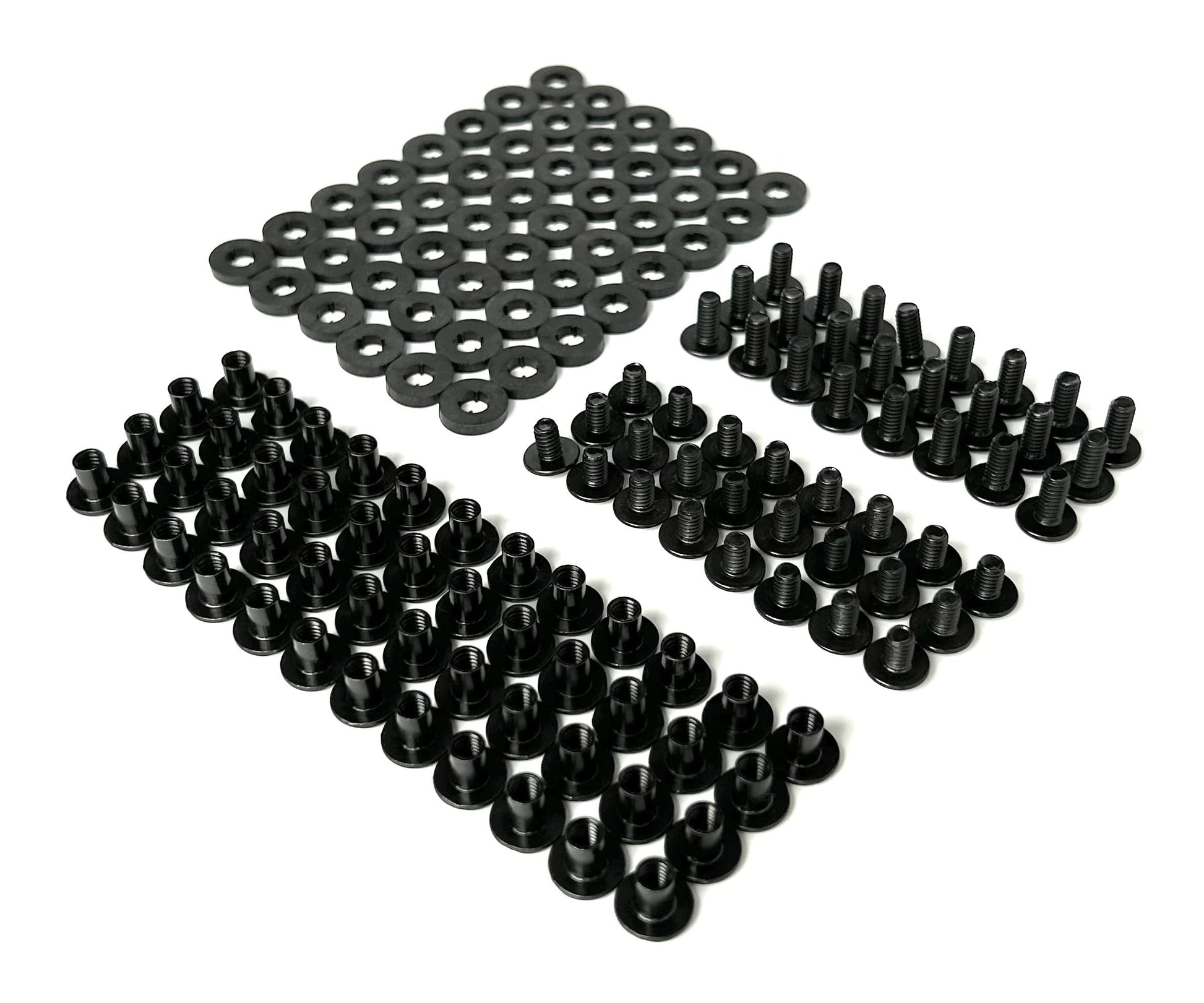 Black Chicago Screw Assortment with Posts & Rubber Washers, 1/4 & 3/8 Inch, 144 Pieces