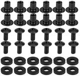 Black Chicago Screws with Posts & Rubber Washers, 3/8 Inch, #8-32, 12 Sets