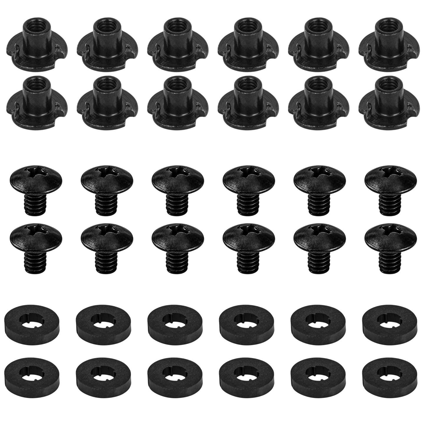 Black 3-Prong T-Nuts, 1/4 Inch, 12 Pack - image 1